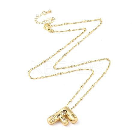 Brass Micro Pave Clear Cubic Zirconia Pendant Necklaces NJEW-Z038-01G-F-1