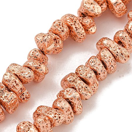 Electroplated Natural Lava Rock Beads Strands G-I360-U01-03-1