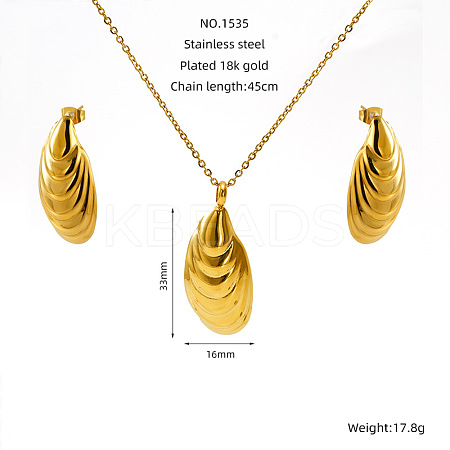 304 Stainless Steel Pendant Necklaces & Stud Earrings FS-WG14082-07-1
