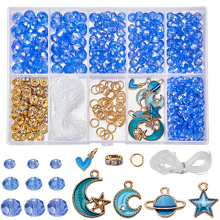 DIY Glass Beads & Alloy Enamel Charms Bracelets Making Kits DIY-SP0001-57B-1