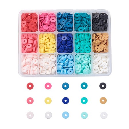15 Colors Handmade Polymer Clay Beads CLAY-JP0001-06B-1
