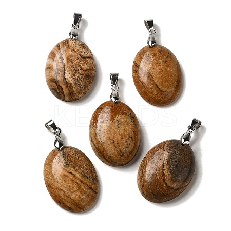 Natural Picture Jasper Pendants G-Z055-03P-25-1