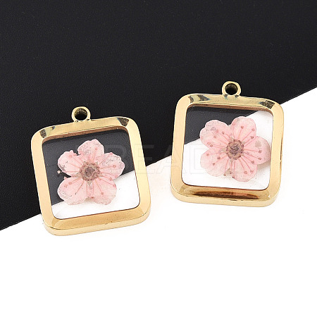 304 Stainless Steel Epoxy Resin Pendants STAS-T072-36-1