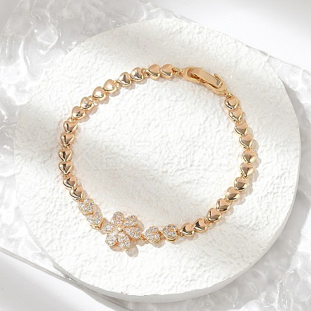 Brass Micro Pave Cubic Zirconia Link Chain Bracelets KK-R217-48G-1