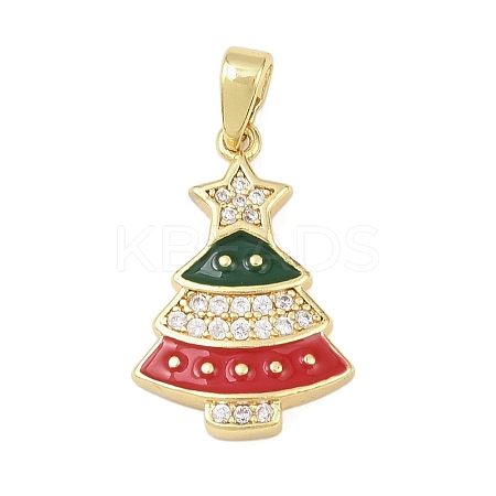 Christmas Brass Micro Pave Cubic Zirconia Pendants KK-H518-04D-G-1
