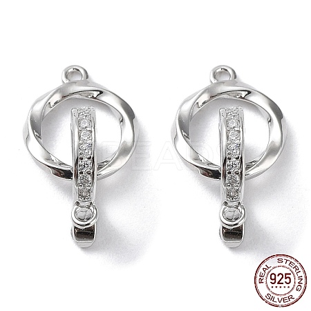 Rhodium Plated 925 Sterling Silver Micro Pave Clear Cubic Zirconia Fold Over Clasps LS-STER-G036-18P-1