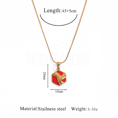 304 Stainless Steel Enamel Red Geometric Pendant Necklaces FS-WGE6FD0-04-1