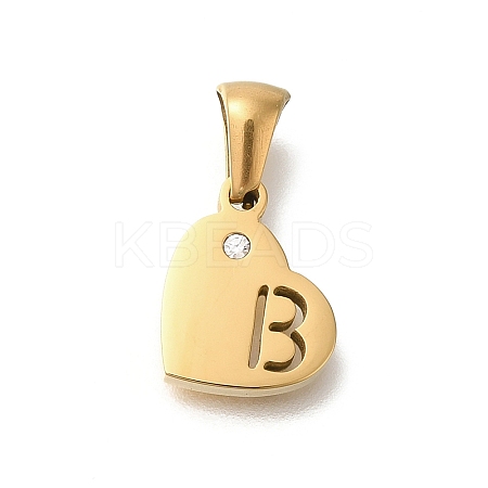 304 Stainless Steel Heart Pendants with Rhinestone LS-STAS-Z103-01G-02-1