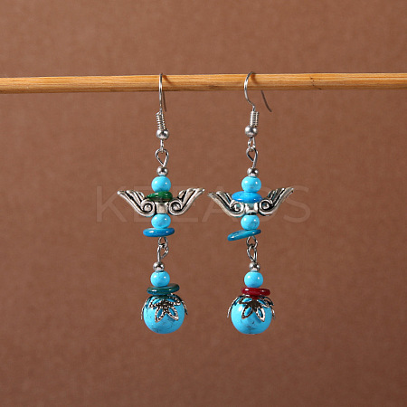 Bohemian tassel turquoise earrings JU8957-24-1