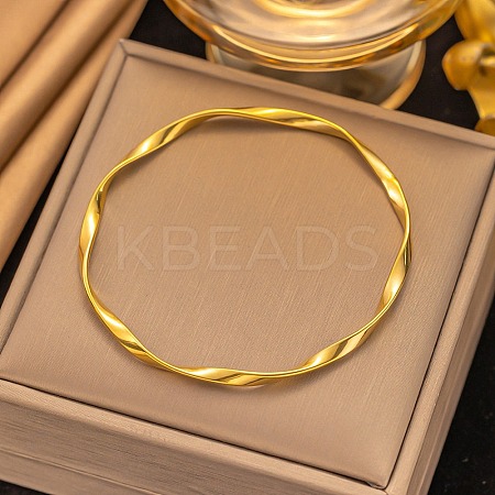 304 Stainless Steel Twisted Bangles for Women LS-BJEW-Q040-07G-1