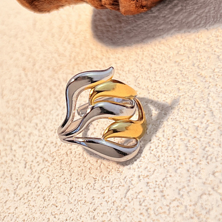 304 Stainless Steel Adjustable Cuff Rings LS-RJEW-S626-01GP-C-1