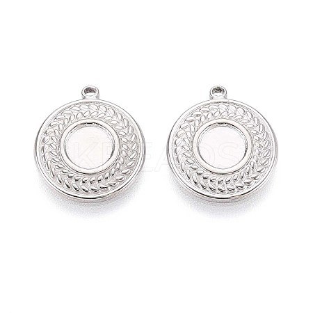 304 Stainless Steel Pendant Cabochon Settings STAS-T067-10P-1