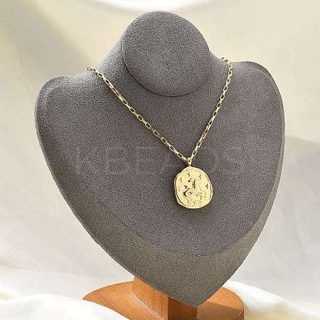 304 Stainless Steel Constellation Pendant Necklaces NJEW-K392-01G-10-1