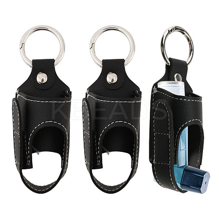Asthma Inhaler Holder PU Leather Travel Handy Holder Keychain AJEW-WH0504-18-1