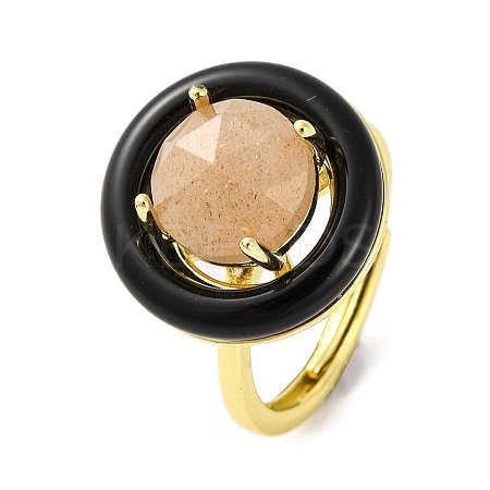 Rack Plating Round Brass Enamel Adjustable Rings RJEW-U004-01B-G-1