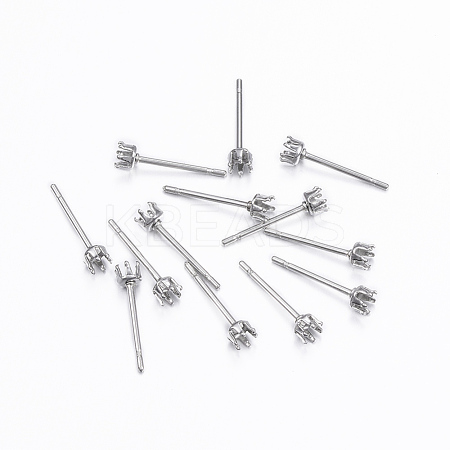 Tarnish Resistant 304 Stainless Steel Stud Earring Settings X-STAS-H376-96-1