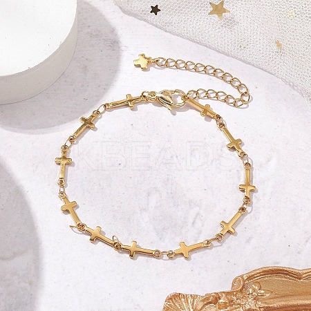 304 Stainless Steel Link Chains Bracelets for Women BJEW-JB11315-01-1
