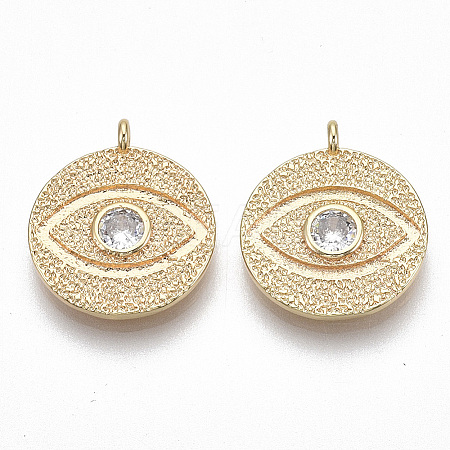 Brass Micro Pave Cubic Zirconia Pendants KK-S356-014G-NF-1