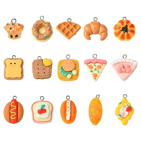 15Pcs 15 Styles Opaque Resin Pendants FIND-YW0005-78-1