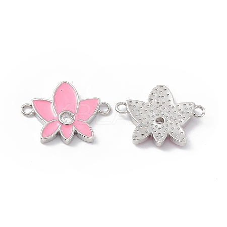 Rack Plating Brass Pave Clear Cubic Zirconia Connector Charms KK-B065-26P-01-1