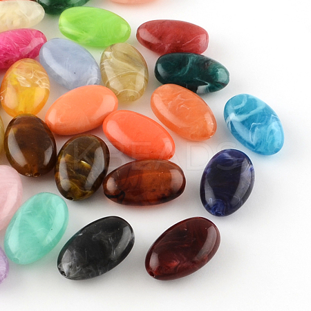 Oval Imitation Gemstone Acrylic Beads OACR-R033B-M-1