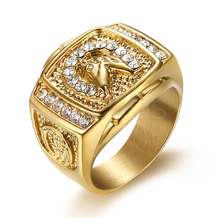 304 Stainless Steel Micro Pave Clear Cubic Zirconia Finger Rings for Men FS-WGEF432-03-1