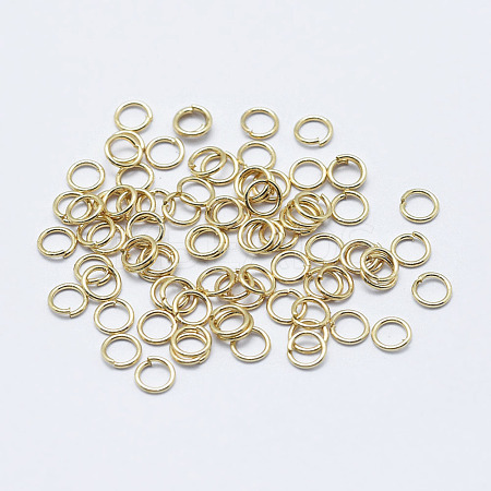 Electroplated Stainless Steel Open Jump Ring X-STAS-G152-02G-3x0.4-1