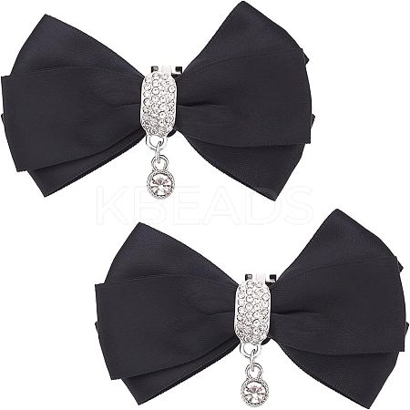 2Pcs Detachable Polyester Bowknot Shoe Decoration AJEW-FG0002-01B-1