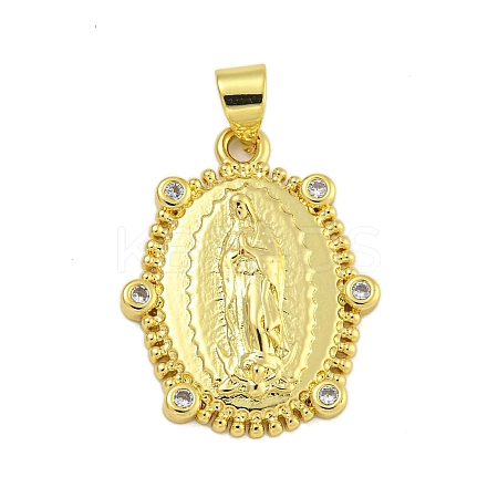 Religion Theme Rack Plating Brass Micro Pave Cubic Zirconia Pendants KK-C074-40G-01-1