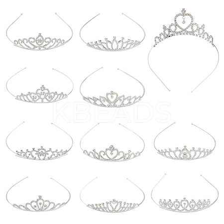 12Pcs 12 Styles Alloy Rhinestone Hair Bands OHAR-HS0001-05-1