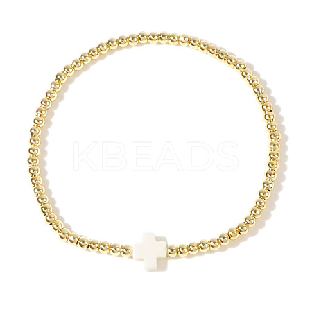 Brass Round Beads Stretch Bracelets VH4184-16-1