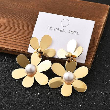 304 Stainless Steel Flower Stud Earrings for Women STAS-Z112-22G-1