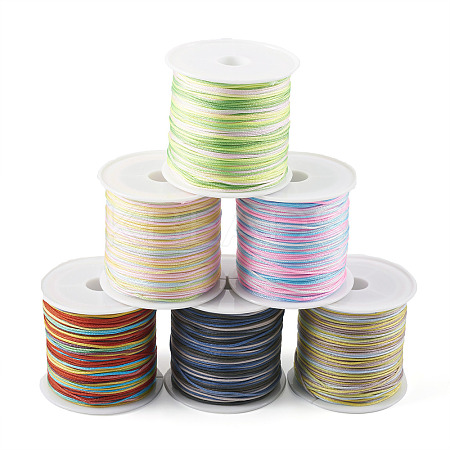 6 Rolls 6 Colors Segment Dyed Nylon Chinese Knotting Cord NWIR-TA0001-04-1
