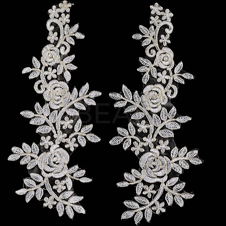 Polyester Metallic Embroidery Lace Appliques DIY-WH0401-94C-1