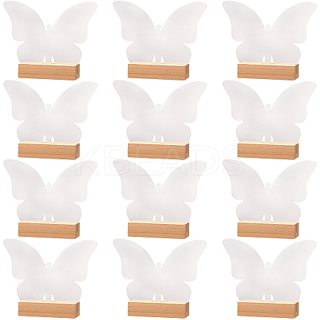 Transparent Acrylic Place Card & Wood Card Holder Set ODIS-WH0038-60-1