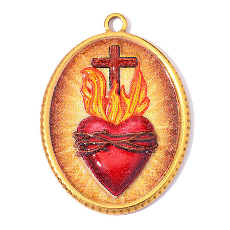 Religion Printed 304 Stainless Steel Pendants SA-OY003-84G-1