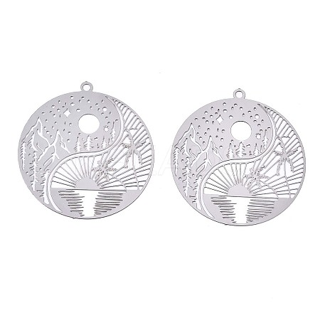 Non-Tarnish 201 Stainless Steel Filigree Pendants LS-X-STAS-S118-025P-1