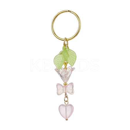 Bowknot & Heart Glass Pendant Decorations KEYC-JKC00691-03-1
