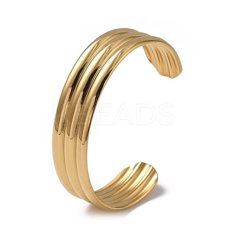 Ion Plating(IP) 304 Stainless Steel Cuff Bangles for Women BJEW-Z078-15G-1