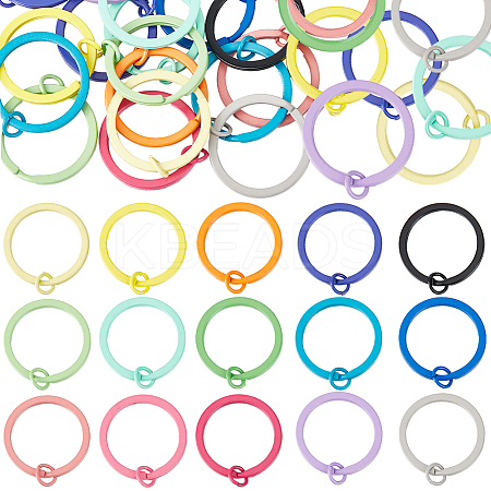 30Pcs 15 Colors Spray Painted Iron Split Key Rings IFIN-SC0001-62-1