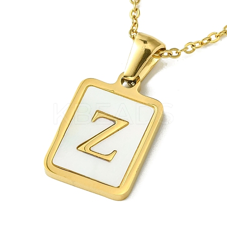 Ion Plating(IP) Rectangle with Initial Letter 304 Stainless Steel Pendant Necklace LS-NJEW-R265-04G-Z-1