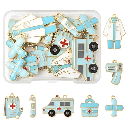 18Pcs 7 Styles Medical Theme Alloy Enamel Pendants FIND-FS0004-32B-1