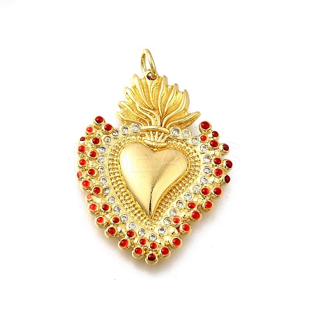 Brass Micro Pave Clear Cubic Zirconia Pendants KK-F899-15G-1