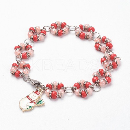Glass Seed Beads Charm Bracelets X-BJEW-JB03694-02-1