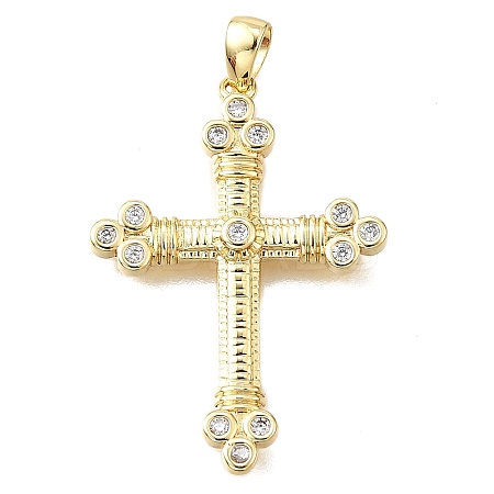 Brass Micro Pave Clear Cubic Zirconia Pendants KK-V011-63G-1