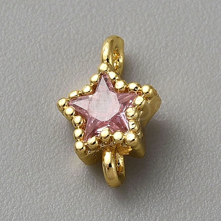 Light Gold Plated Brass Pave Cubic Zirconia Connector Charms KK-CJC0001-43KCG-06-1