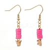 Polymer Clay Heishi Beads Dangle Earrings EJEW-JE04456-01-1