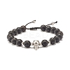 Adjustable Skull Braided Bead Bracelets BJEW-JB07497-01-1