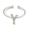 Rack Plating Brass Open Cuff Rings for Women RJEW-F162-02P-Y-2