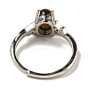 Oval Natural Tiger Eye Adjustable Rings RJEW-Q818-01P-10A-4